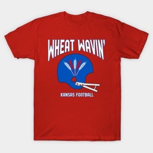 Wheat Wavin KU Football Red T-Shirt